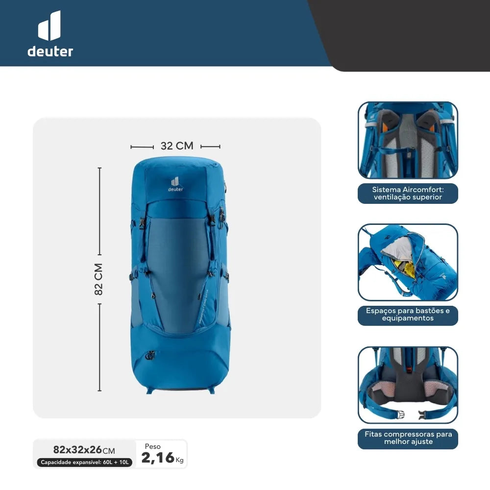 Mochila Cargueira Deuter Aircontact Core 60+10L