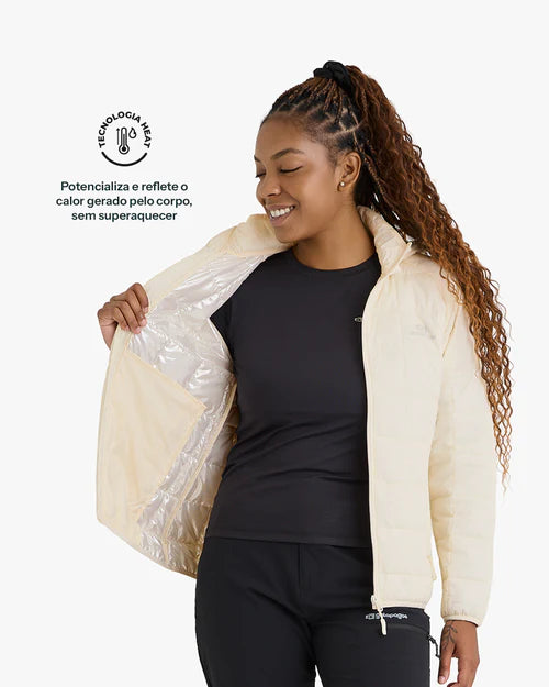 Jaqueta Puffer Ibex Thermolite Heat Feminina Off White