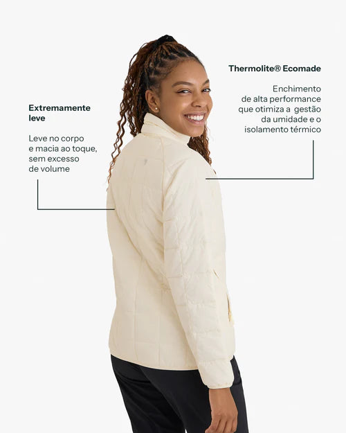 Jaqueta Puffer Ibex Thermolite Heat Feminina Off White