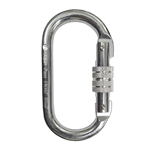 Mosquetão de aço oval 25kn Silver